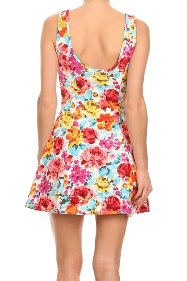 In Full Bloom Floral Print A-Line Tank Dress
