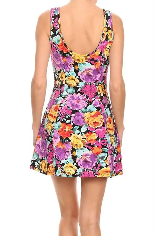 In Full Bloom Floral Print A-Line Tank Dress
