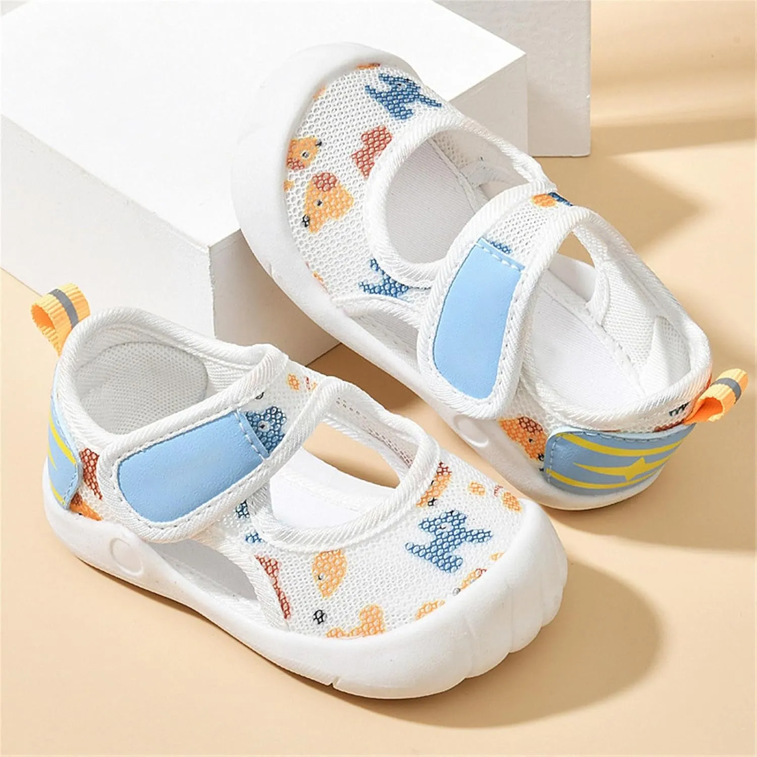 Infant Boys and Girls Baby Newborn Summer Sneakers Cute Dog Print Breathable Net Design Walking Flat Bottom Baby
