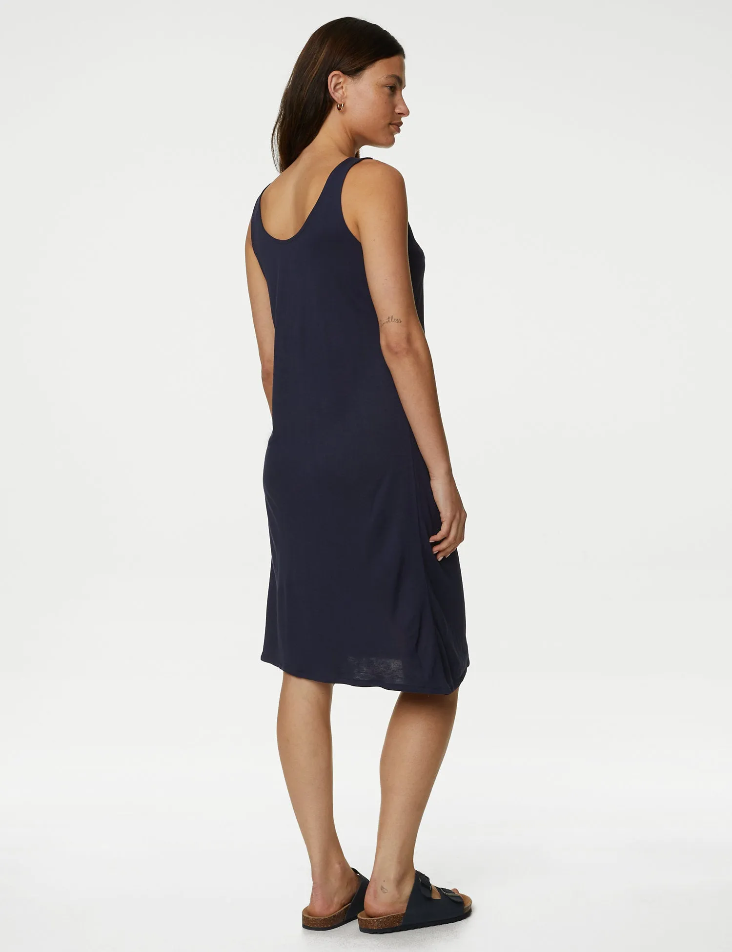 Jersey Round Neck Knee Length Slip Dress