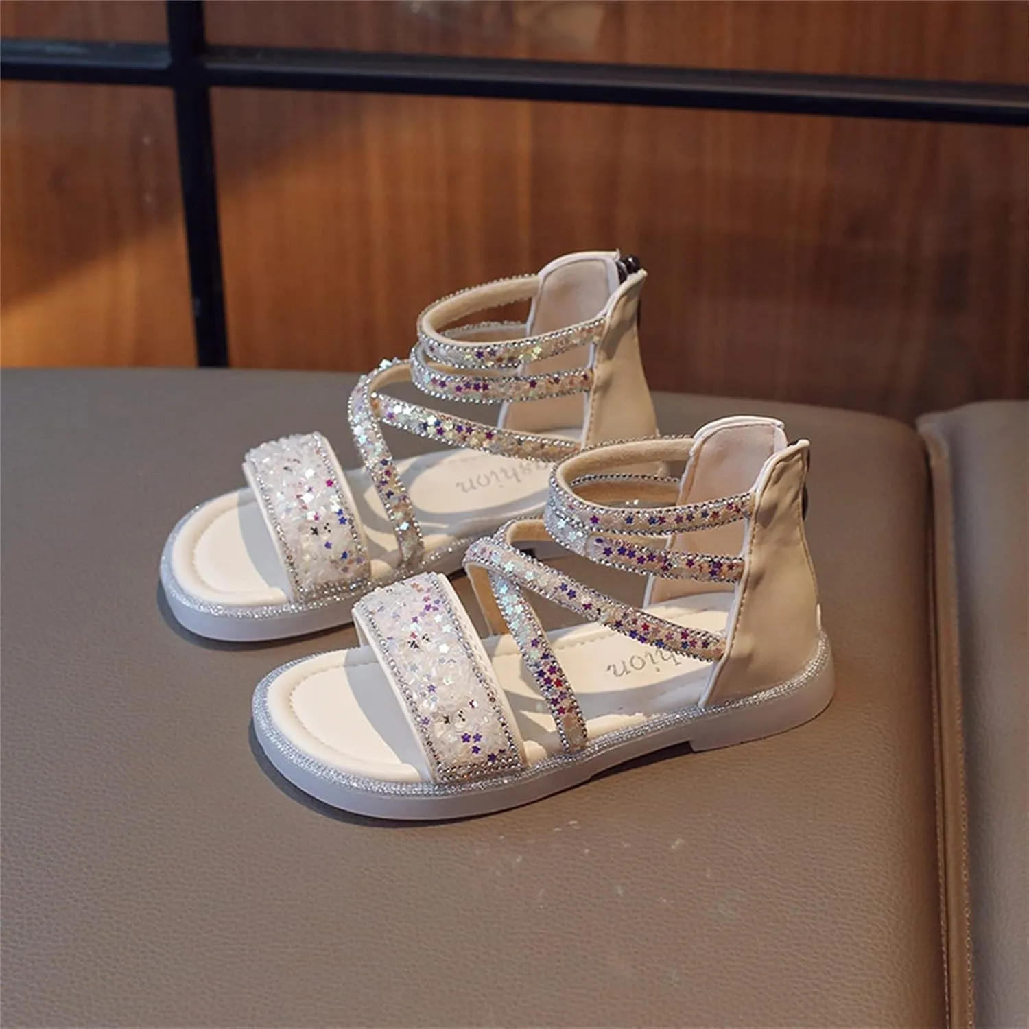 Kids Baby Girls Sandals Crystal Roman Princess Shoes Summer Dress Shoes Little Child/Big Kids Jelly Sandals for Toddler Girls (White, 3 Big Kids)