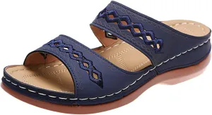 Ladmiple Summer Sandals for Women 2023 Wedge Slides Slippers Breathable Slip On Open Toe Dressy Comfort Orthopedic Shoes