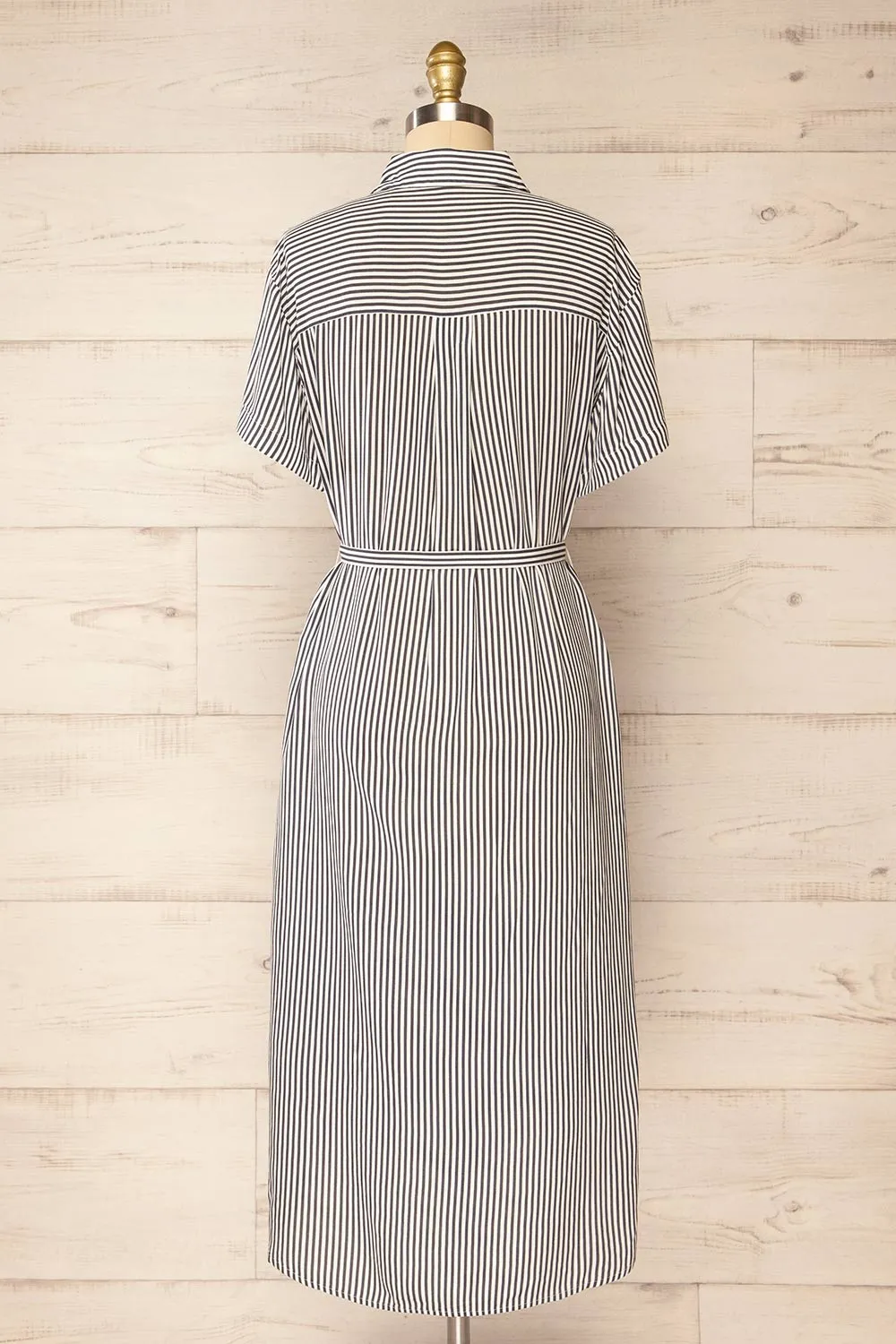 Latresne Black Stripes | Buttoned Midi Shirt Dress