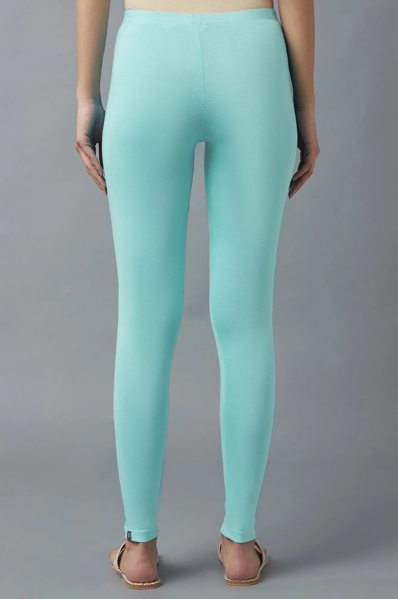 Light Blue Cotton Lycra Cropped Tights
