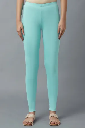 Light Blue Cotton Lycra Cropped Tights
