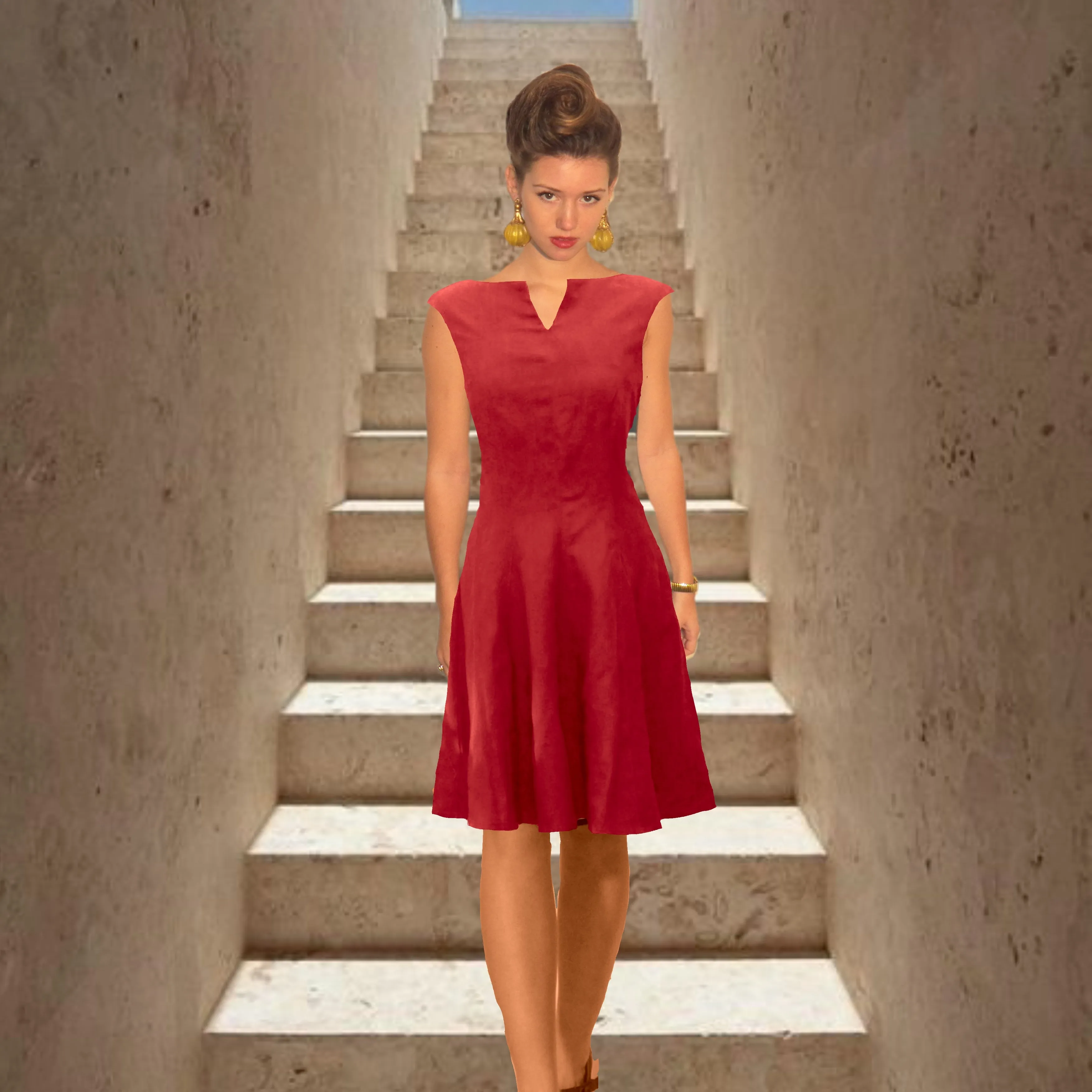 linnen jurkje met zwierige rok / organic linen swing dress,