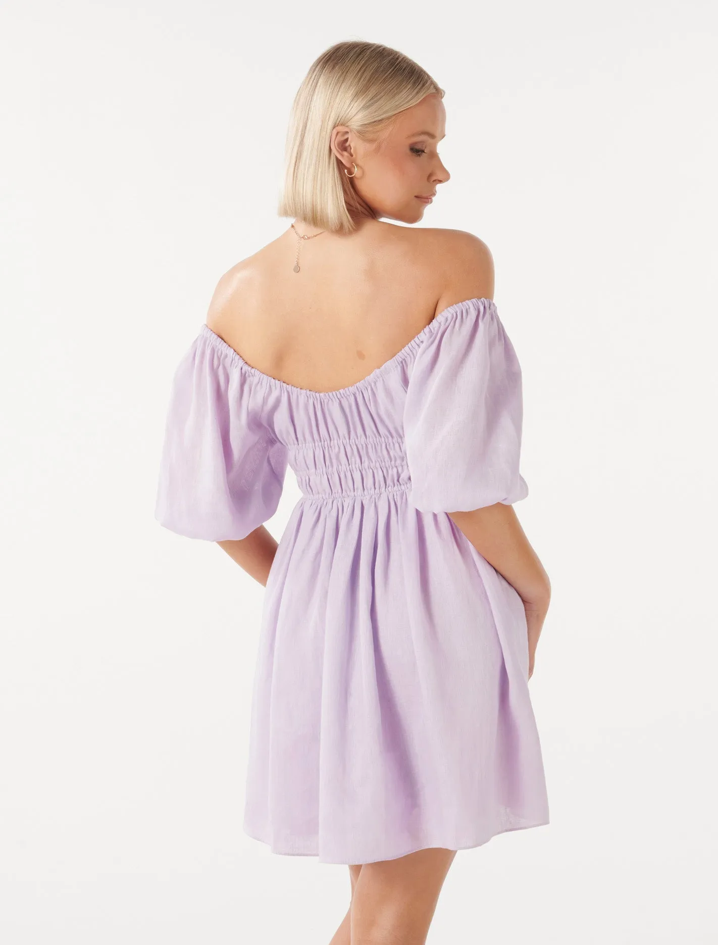 Mary-Jane Off Shoulder Mini Dress