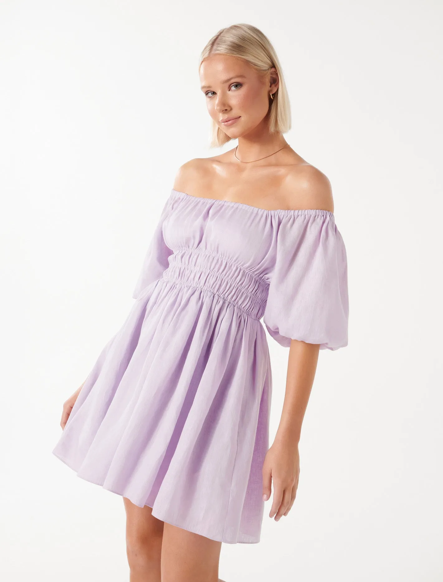 Mary-Jane Off Shoulder Mini Dress