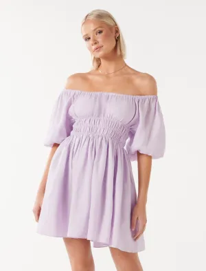 Mary-Jane Off Shoulder Mini Dress