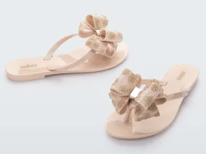 Melissa Harmonic Sweet IX AD Flat Beige Flipflops with Bow For Women