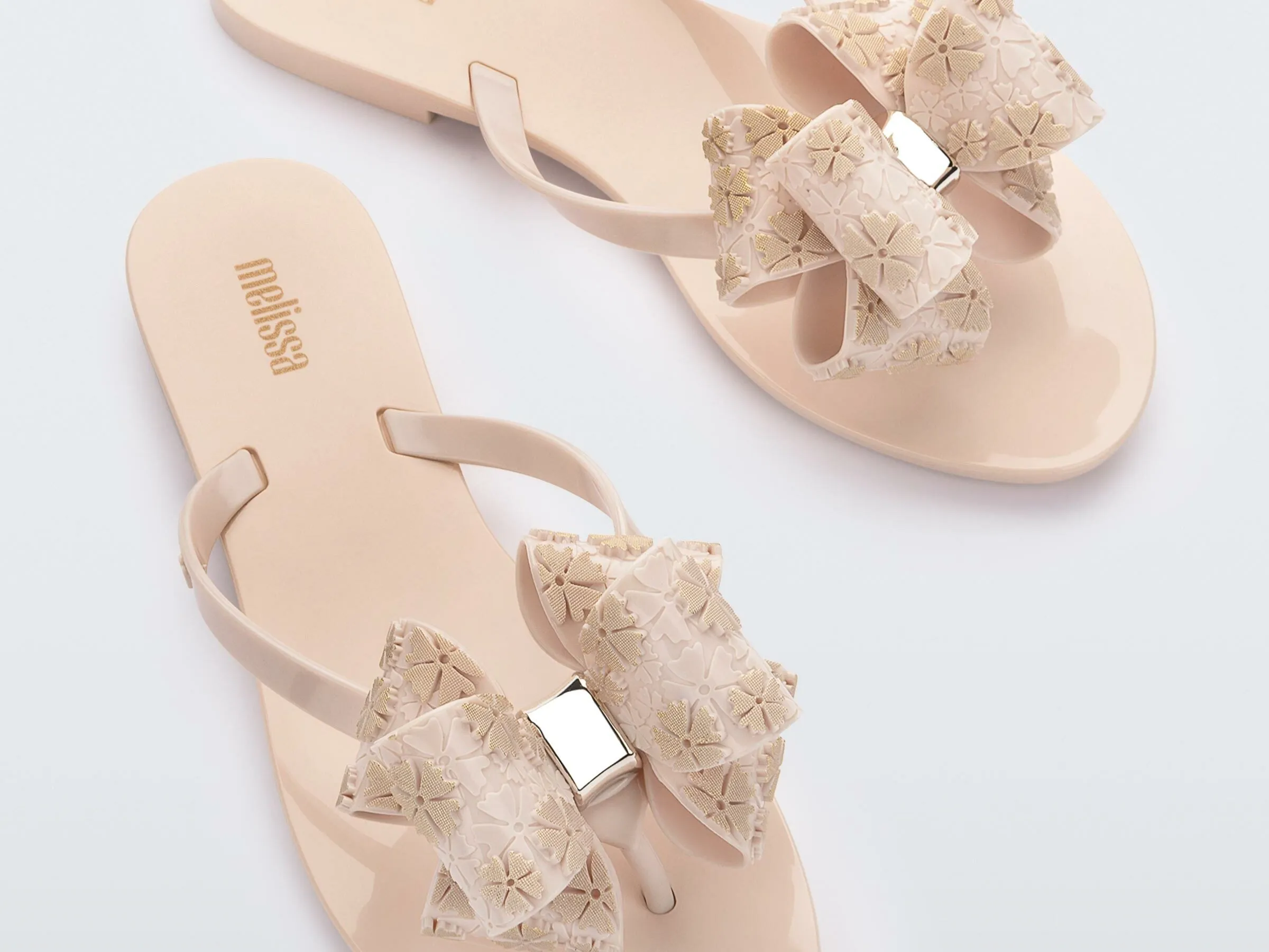 Melissa Harmonic Sweet IX AD Flat Beige Flipflops with Bow For Women