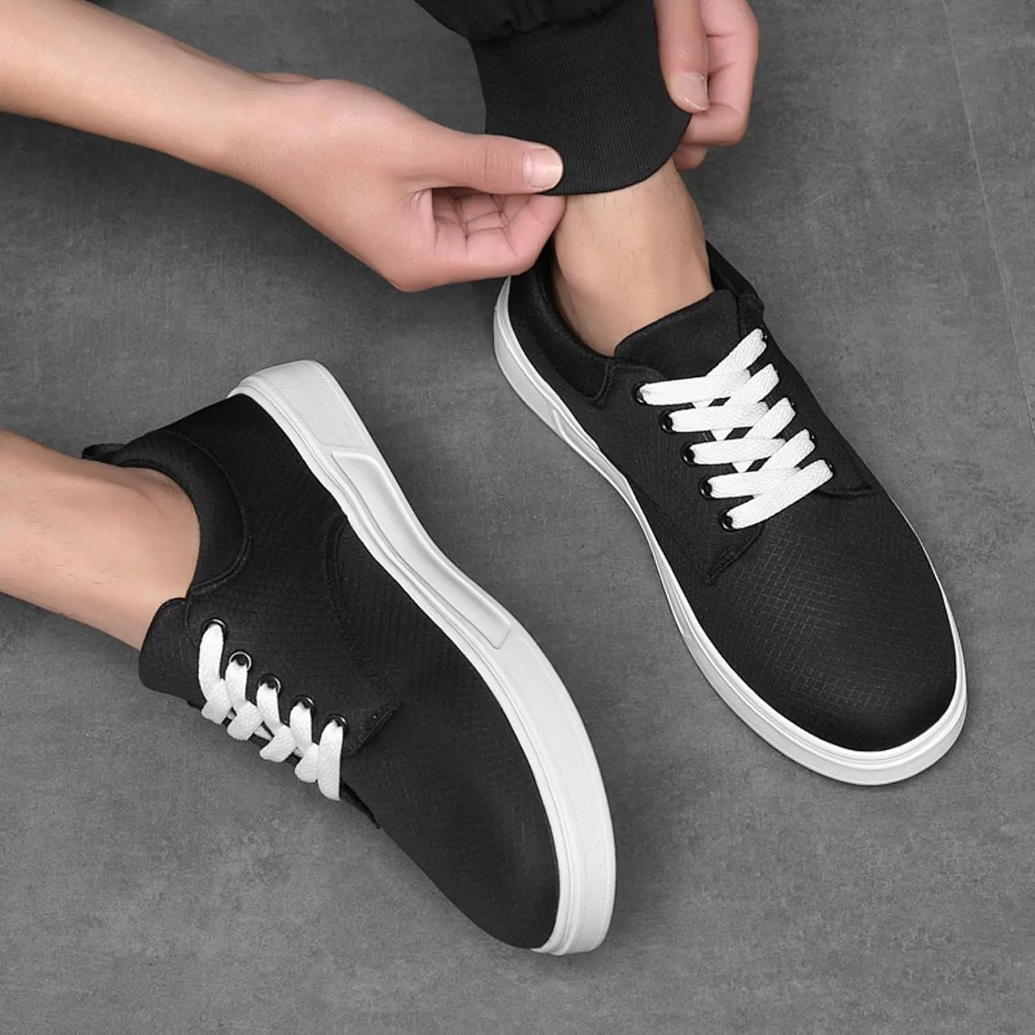 Men's Arch Support Insole Shoes Breathable Casual Comfortable Walking Sneaker Hook and Loop Orthopedic Sneakers