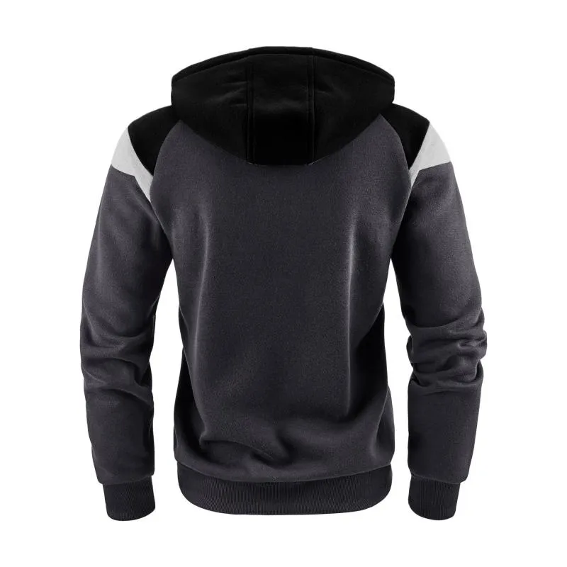 Men's Casual Colorblock Patchwork Loose Sports Hooded Jacket 54583153M