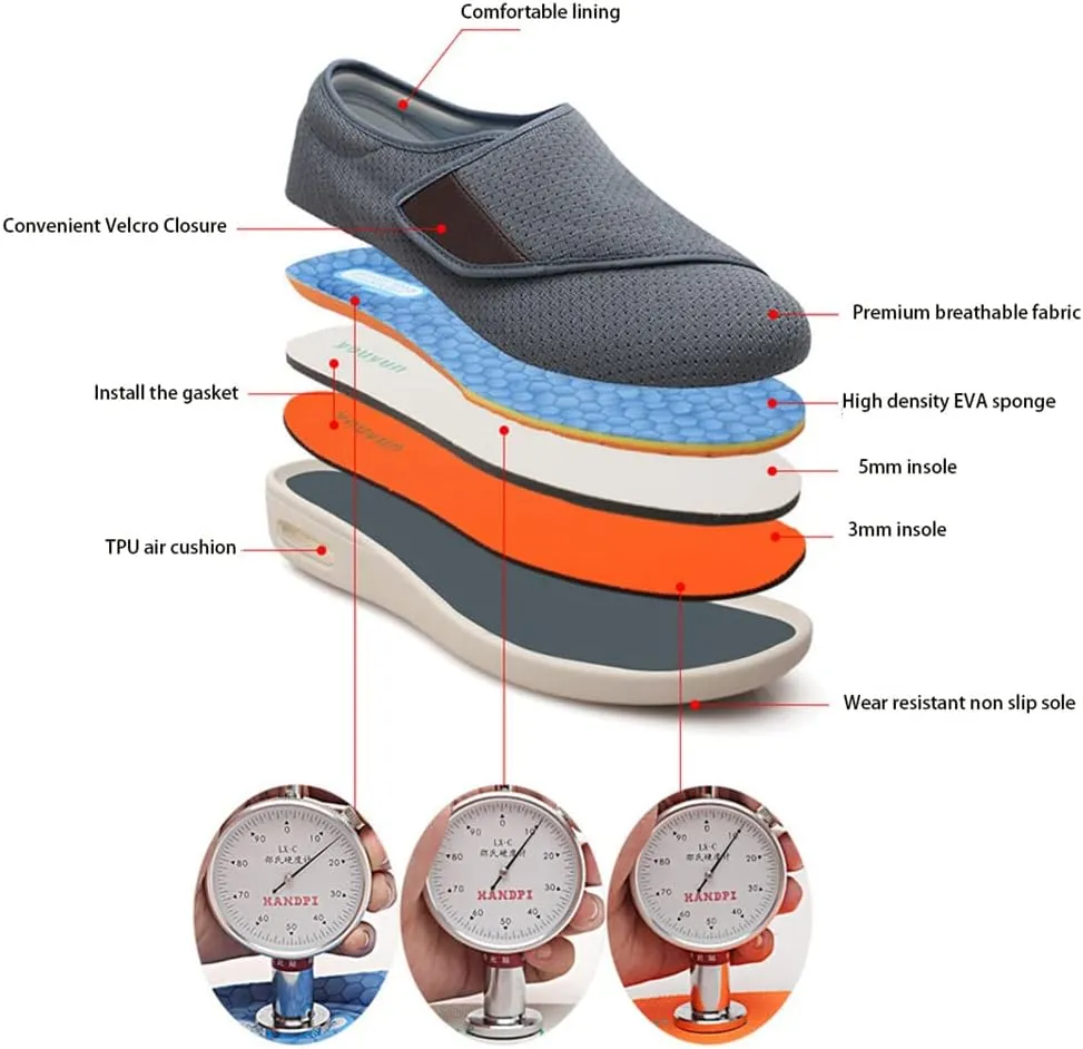 Men's Diabetic Slippers Comfy Memory Foam Orthopedic Shoes Anti-Skid Rubber Sole Memory Foam Wide House Shoes