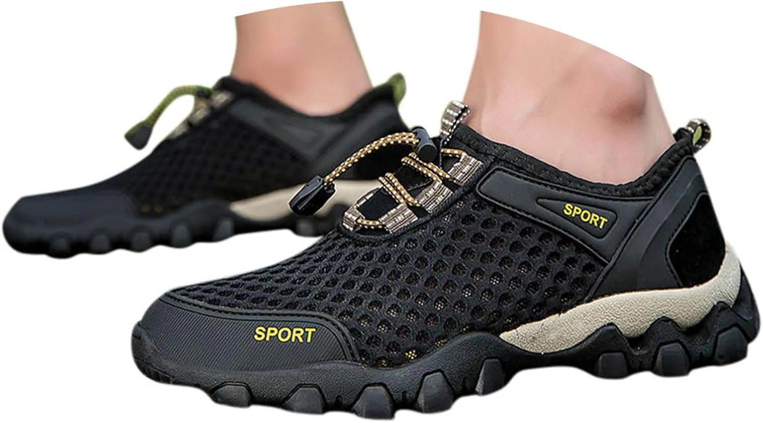 Men's Low Range Hands Free Slip-in Sneaker, Summer Mesh Breathable Hiking Shoes Outdoor Walking Casual Sports Shoes