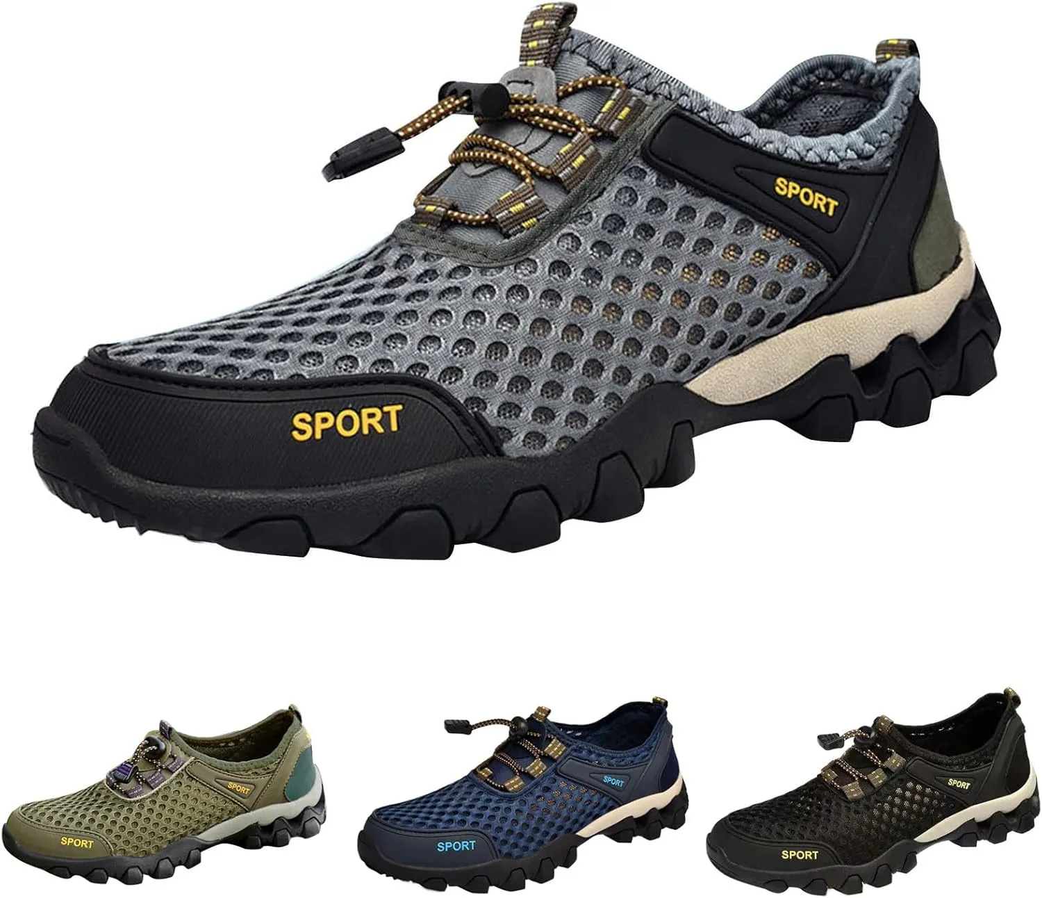 Men's Low Range Hands Free Slip-in Sneaker, Summer Mesh Breathable Hiking Shoes Outdoor Walking Casual Sports Shoes