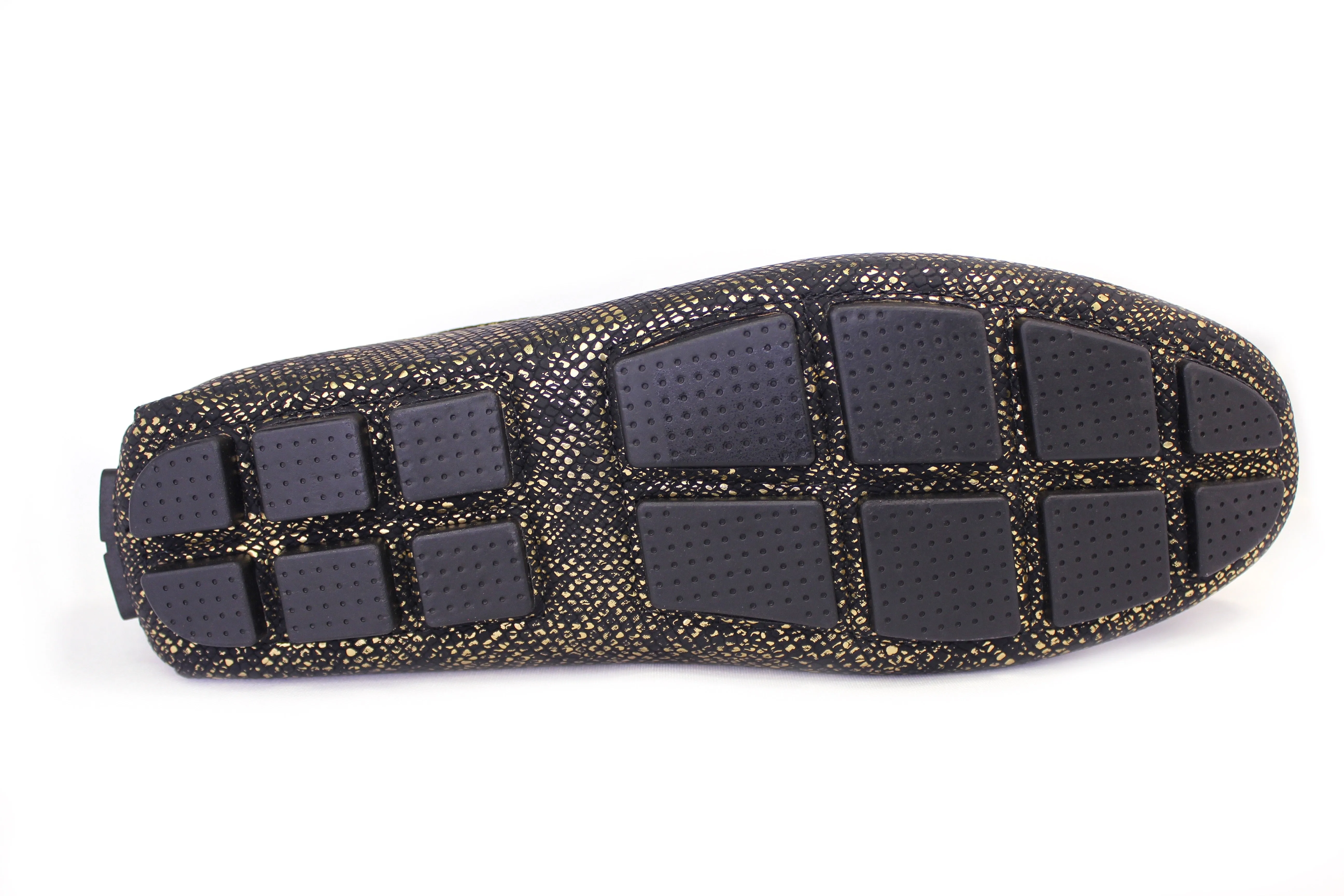 Men's Snake Print Driver Loafers - Black