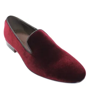Men's Velvet Loafers - Burgundy
