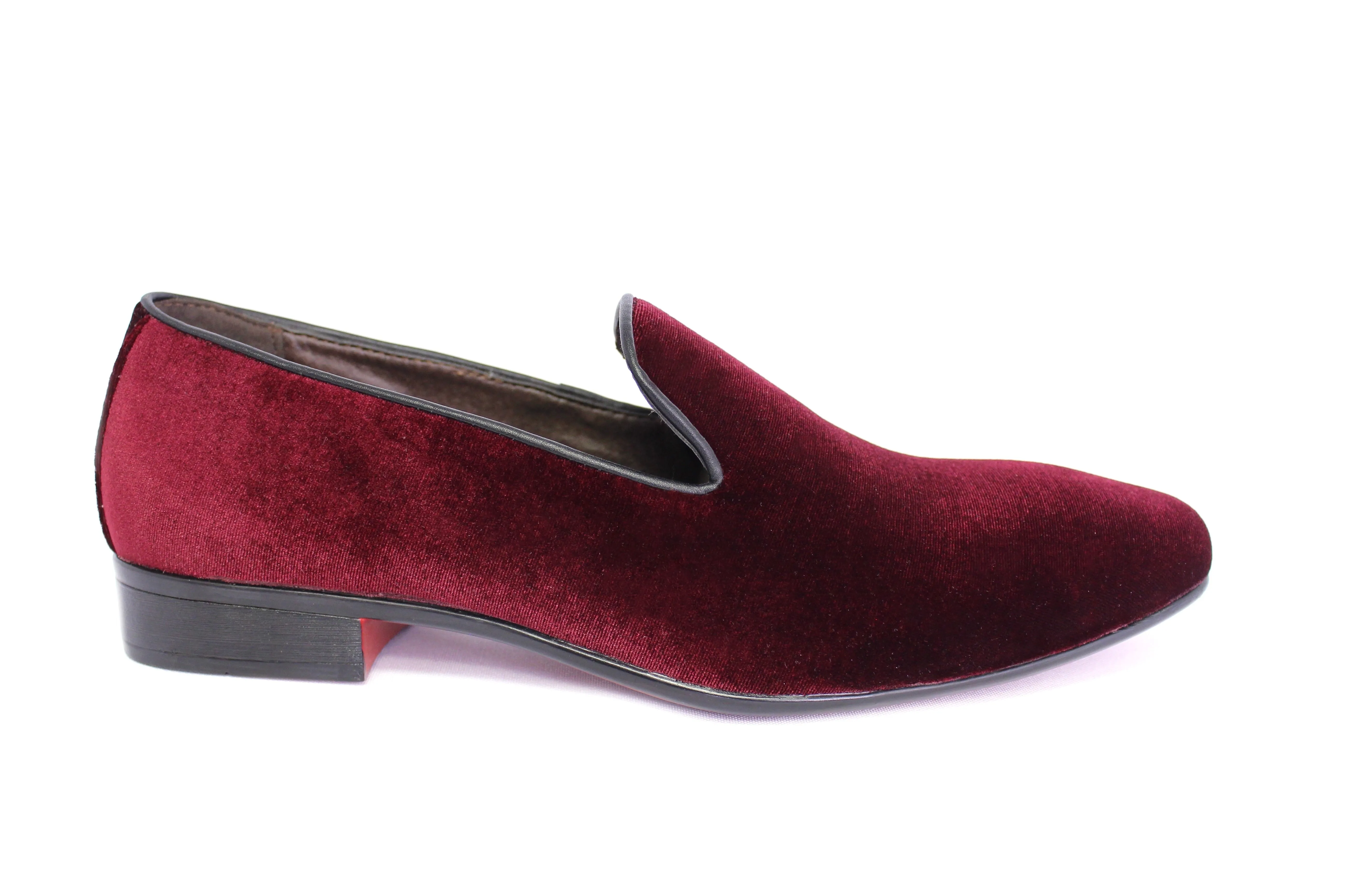 Men's Velvet Loafers - Burgundy
