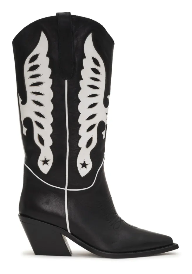 MID CALF TANIA BOOTS BLACK AND WHITE