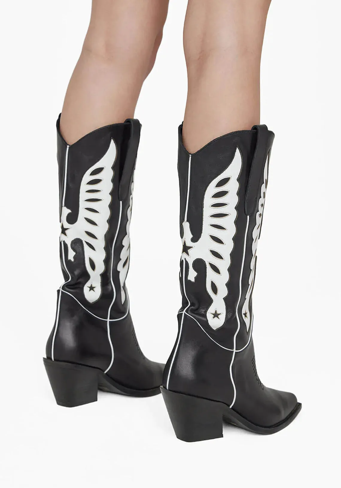 MID CALF TANIA BOOTS BLACK AND WHITE