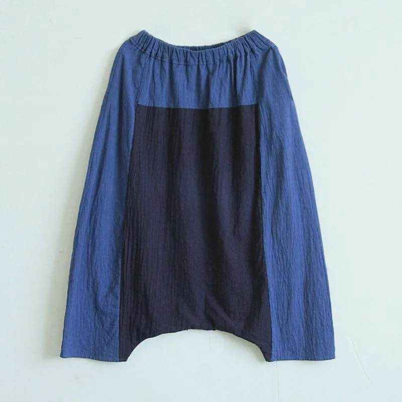 Navy Blue Cotton Linen Harem Pants | Lotus