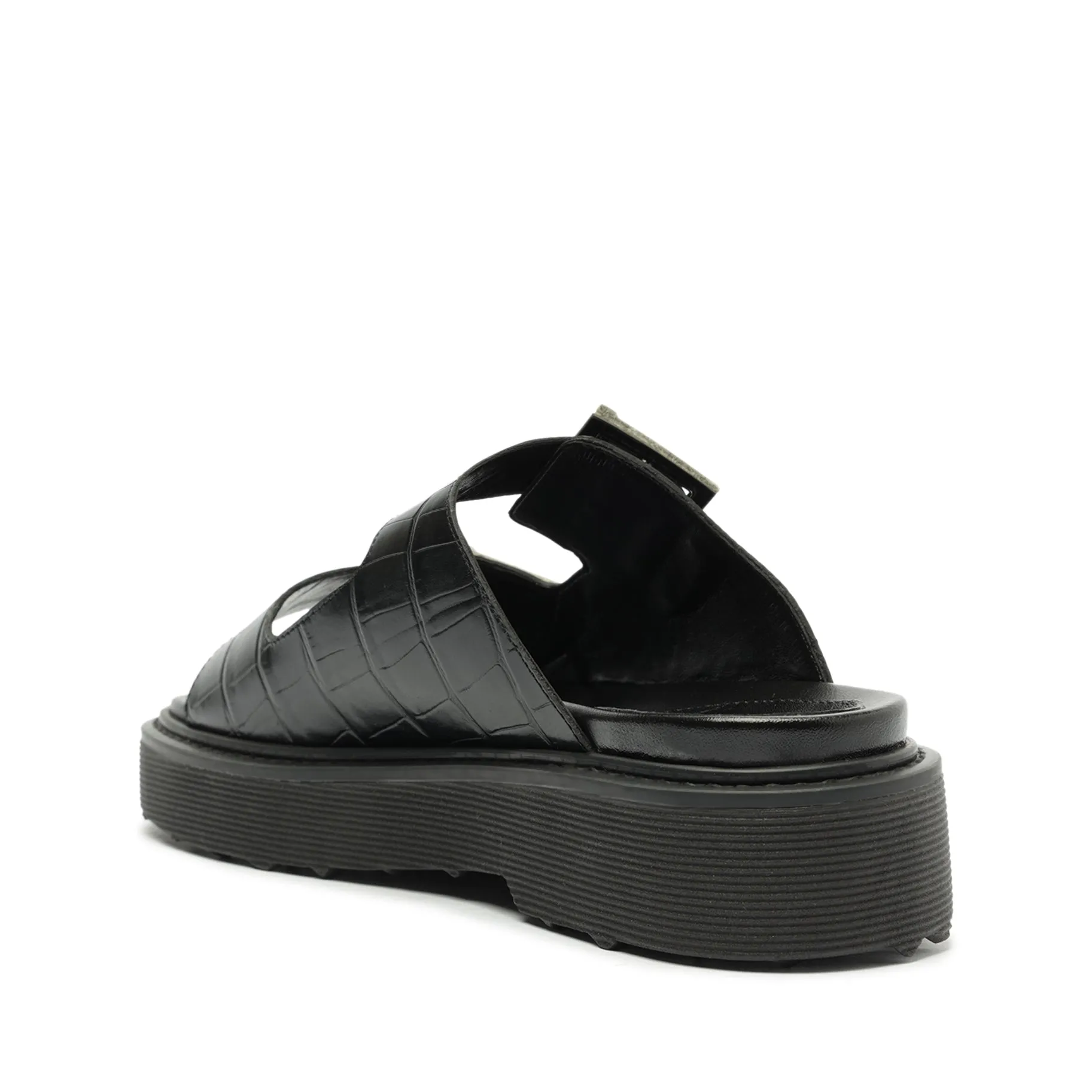 Nola Crocodile-Embossed Leather Sandal