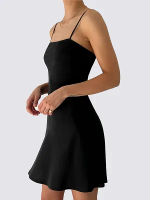 Olga Joan Mini Silk Slip Black
