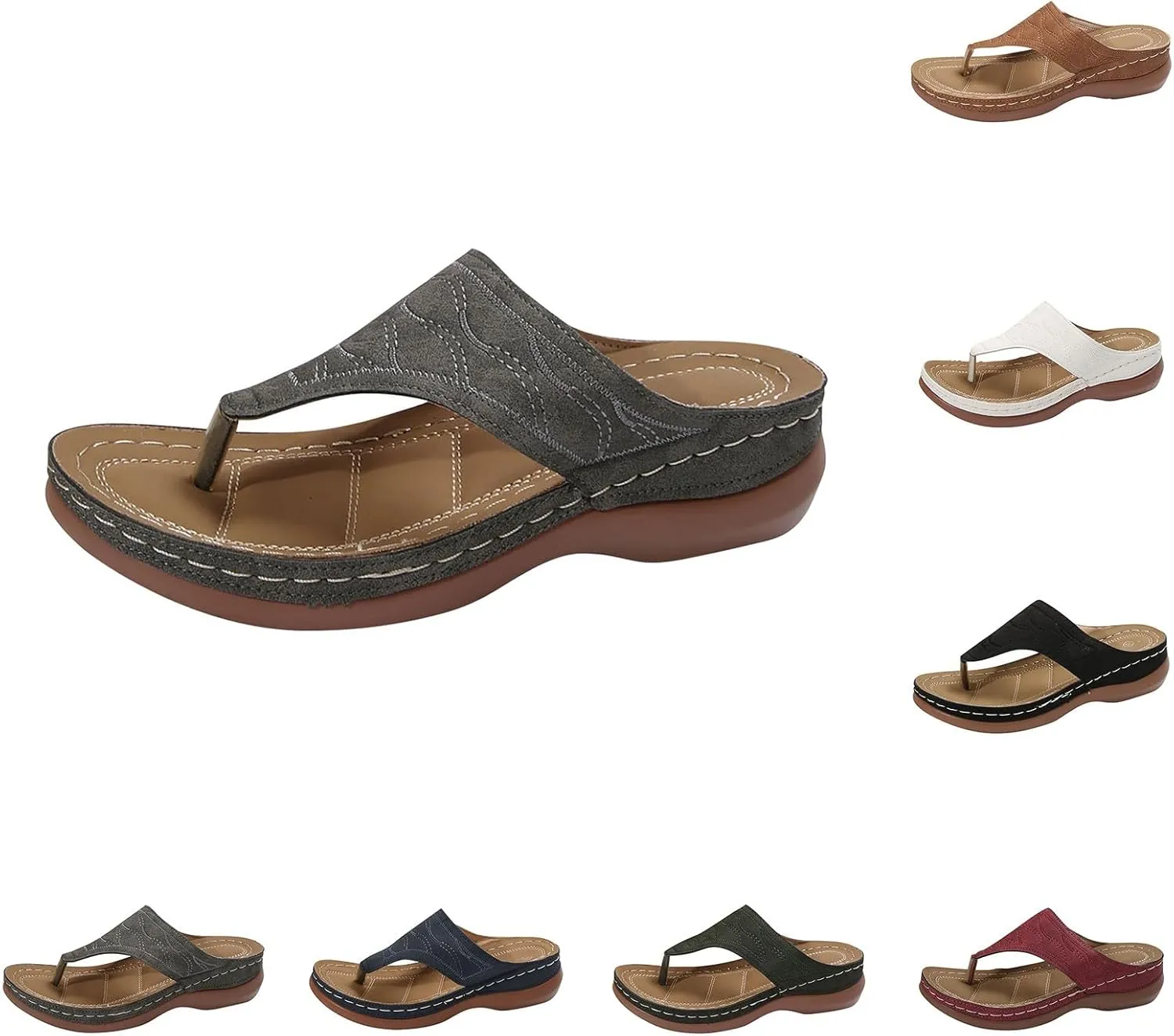 Orthopedic Sandals for Women Summer Dressy Wedge Sandals Arch Support Comfortable Slip On Flip Flops Wide Width Beach Slippers