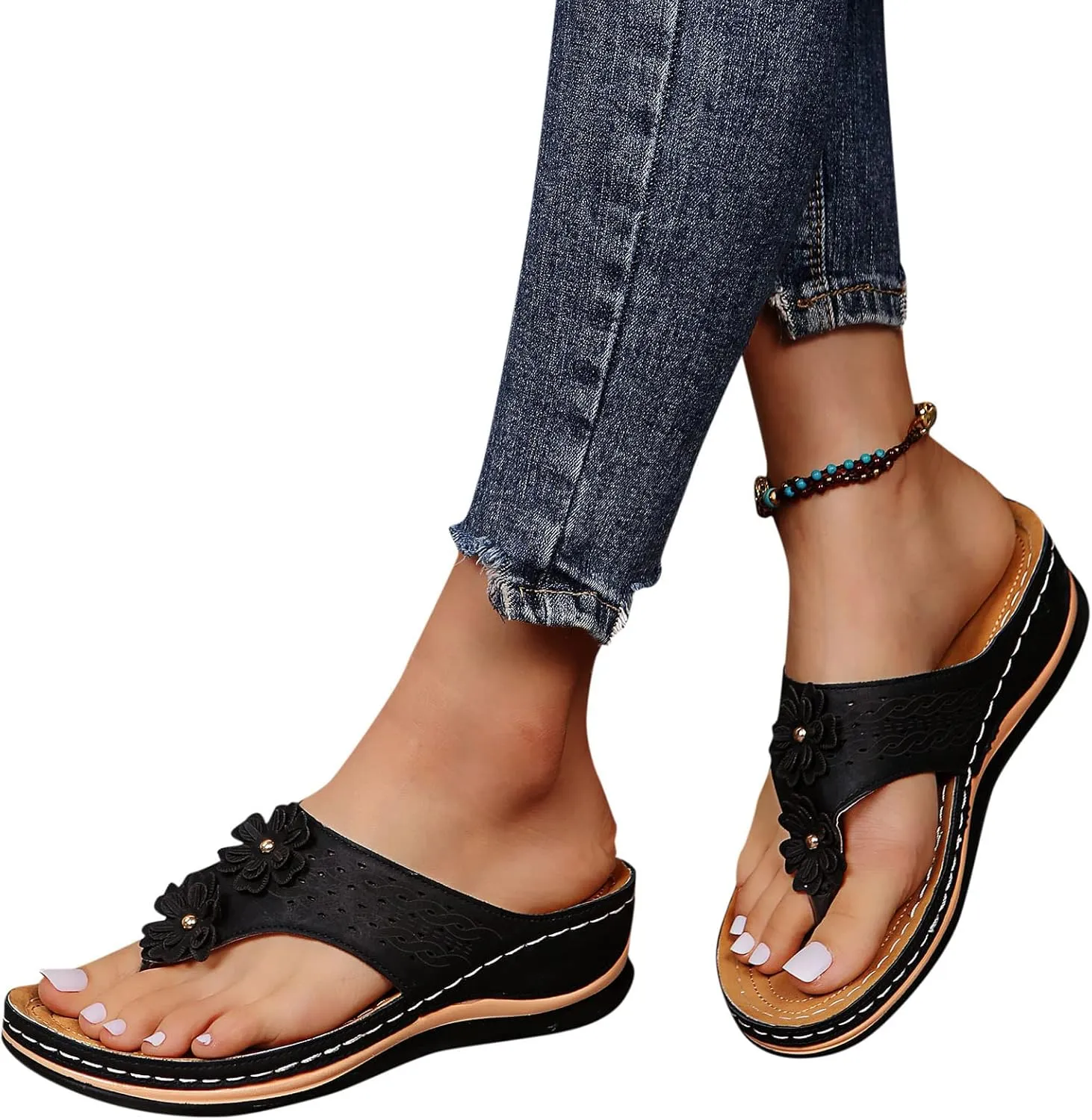 Orthopedic Sandals Women Fashion Dressy Orthopedic Beach Sandals for Woman Arch Support Dress Sandals for Women Orthopedic Black Sandals Women Flat Dressy Orthopedic Womens Shoes Dressy Casual Summer
