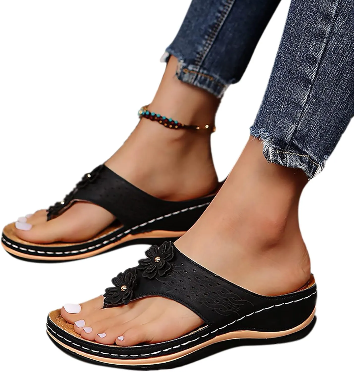 Orthopedic Sandals Women Fashion Dressy Orthopedic Beach Sandals for Woman Arch Support Dress Sandals for Women Orthopedic Black Sandals Women Flat Dressy Orthopedic Womens Shoes Dressy Casual Summer