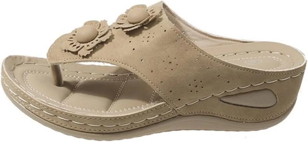 Orthotic Sandals for Women with Arch Support Floral Hollow Out Trendy Splicing Lightweight Thong Sandal Shoes