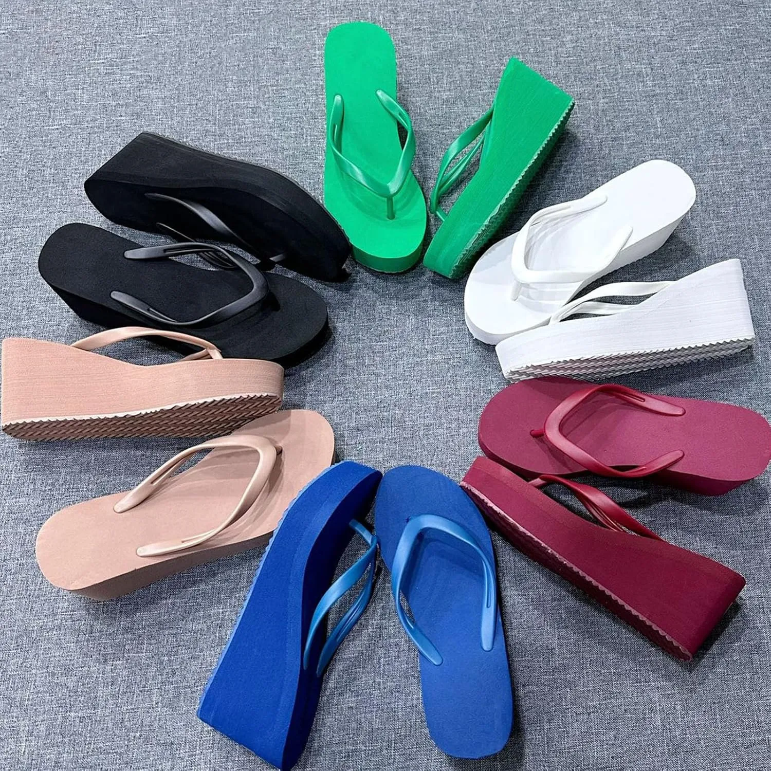 Platform Flip Flops for Women Slip on Wedge Sandals for Women Summer Beach Sandals Wedge Flip Flops
