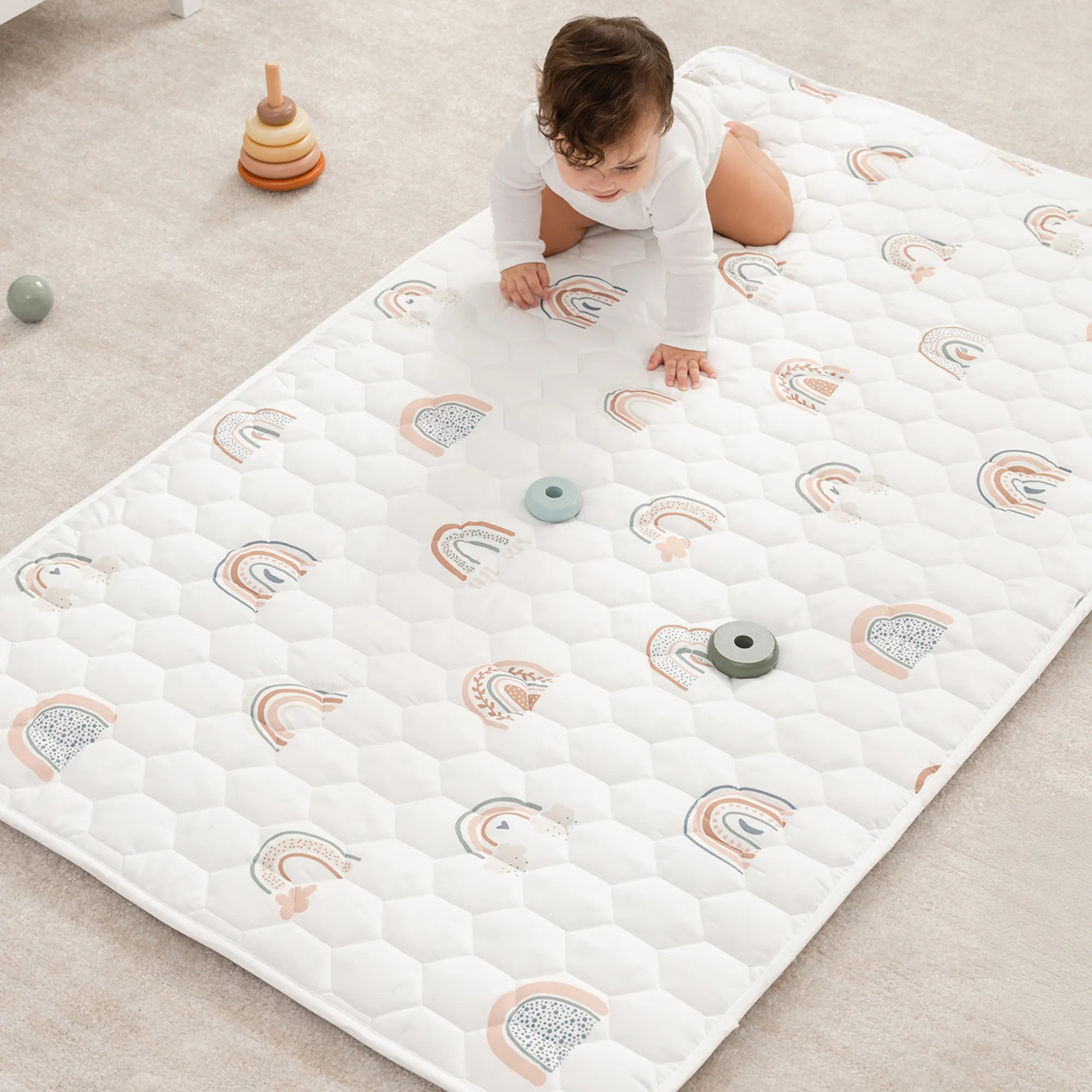 Play Mat with Non-Slip Bottom - Rainbow