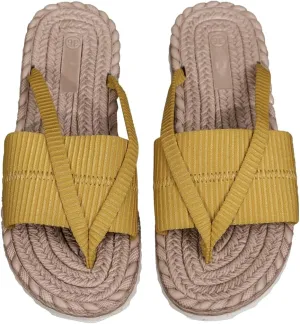 Rungion Women's Summer Beach Flip Flops Straw Woven Sandals Lightweight Outdoor Walking Flat Slide Shoes Non-Slip Slippers