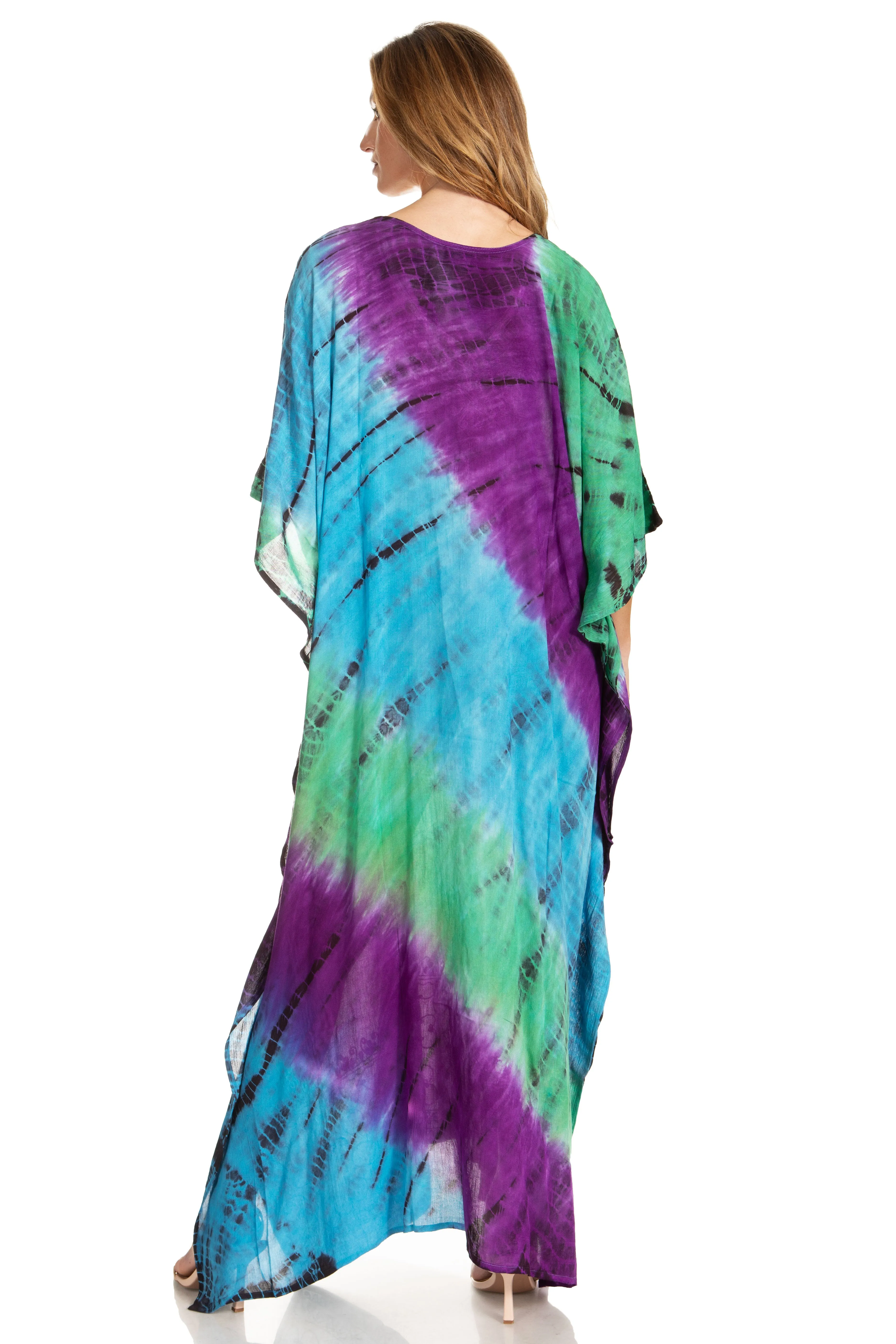 Sakkas Catia Women's Boho-Style Long Maxi Caftan for Lounging and Casual Wear
