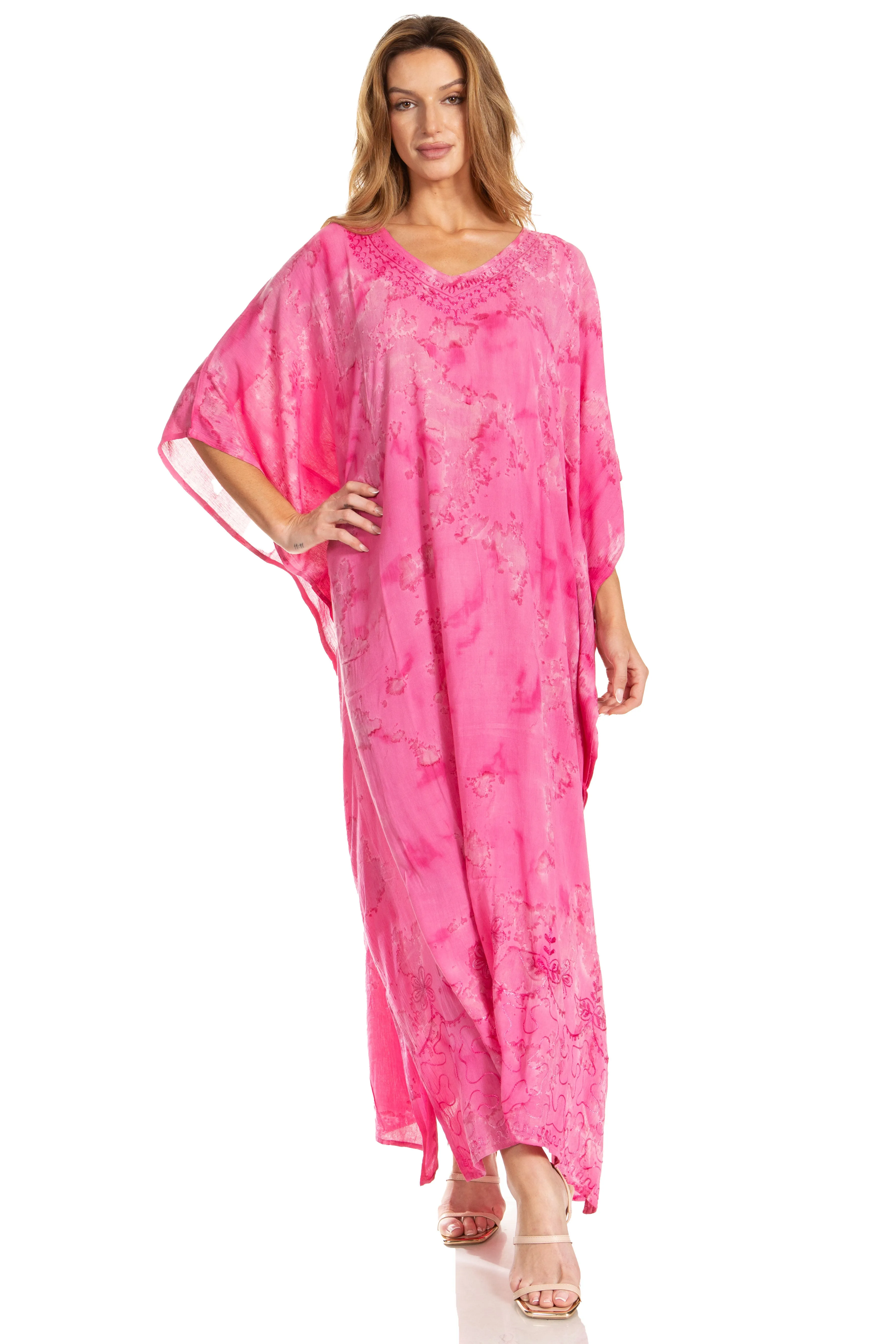 Sakkas Catia Women's Boho-Style Long Maxi Caftan for Lounging and Casual Wear