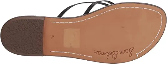 Sam Edelman Gerianne Black Leather Thin Strap Beach Slip-On Flip-Flop Sandal