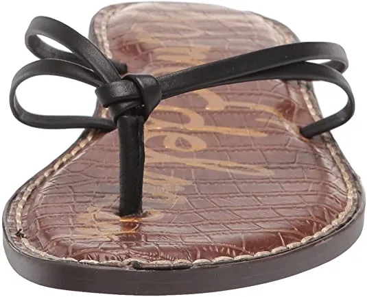 Sam Edelman Gerianne Black Leather Thin Strap Beach Slip-On Flip-Flop Sandal