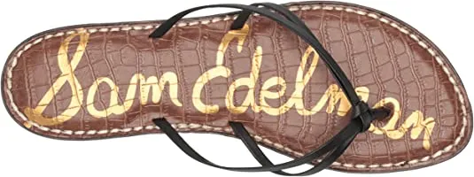 Sam Edelman Gerianne Black Leather Thin Strap Beach Slip-On Flip-Flop Sandal