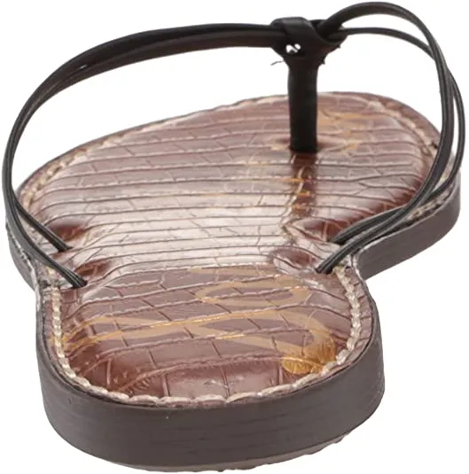 Sam Edelman Gerianne Black Leather Thin Strap Beach Slip-On Flip-Flop Sandal