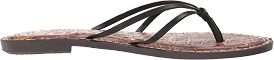 Sam Edelman Gerianne Black Leather Thin Strap Beach Slip-On Flip-Flop Sandal