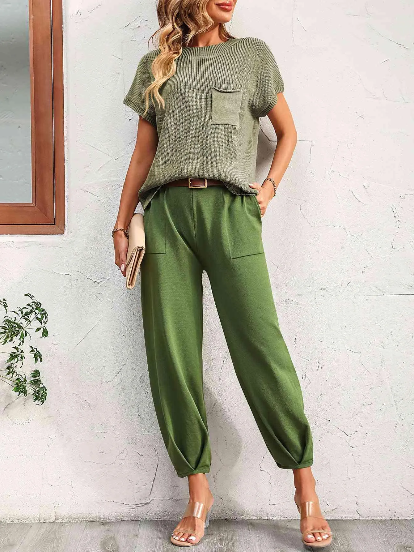 Saturday Chill Short Sleeve Top and Pants Set