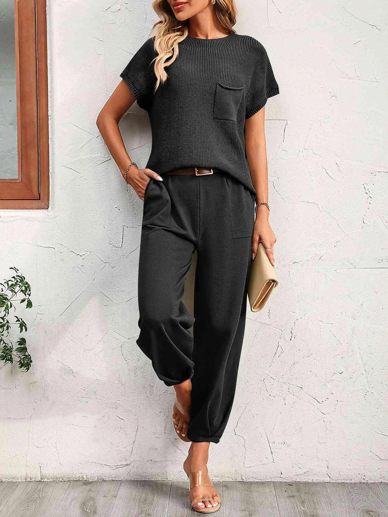Saturday Chill Short Sleeve Top and Pants Set
