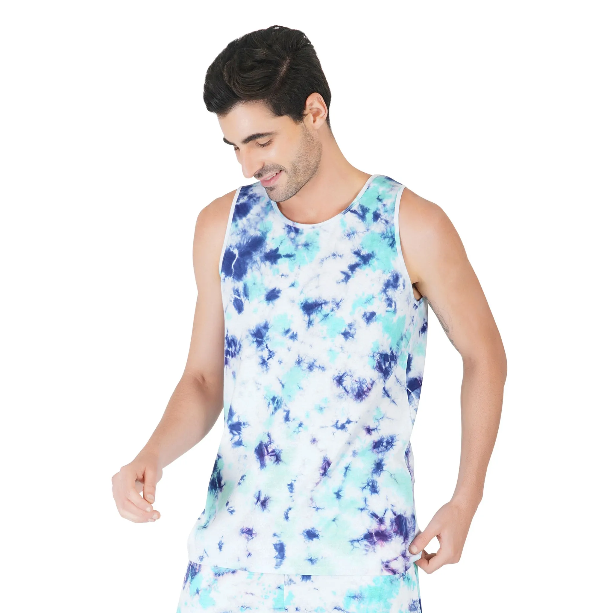 SLAY. Men's Tie Dye Vest & Shorts Co-ord Set