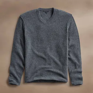 Soft Featherweight Cashmere V Neck - Flannel