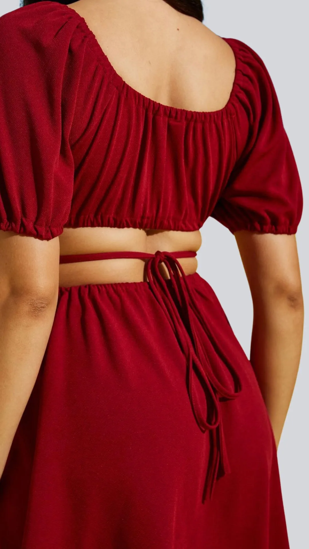 Sultry Lace-Up Waist Mini Dress