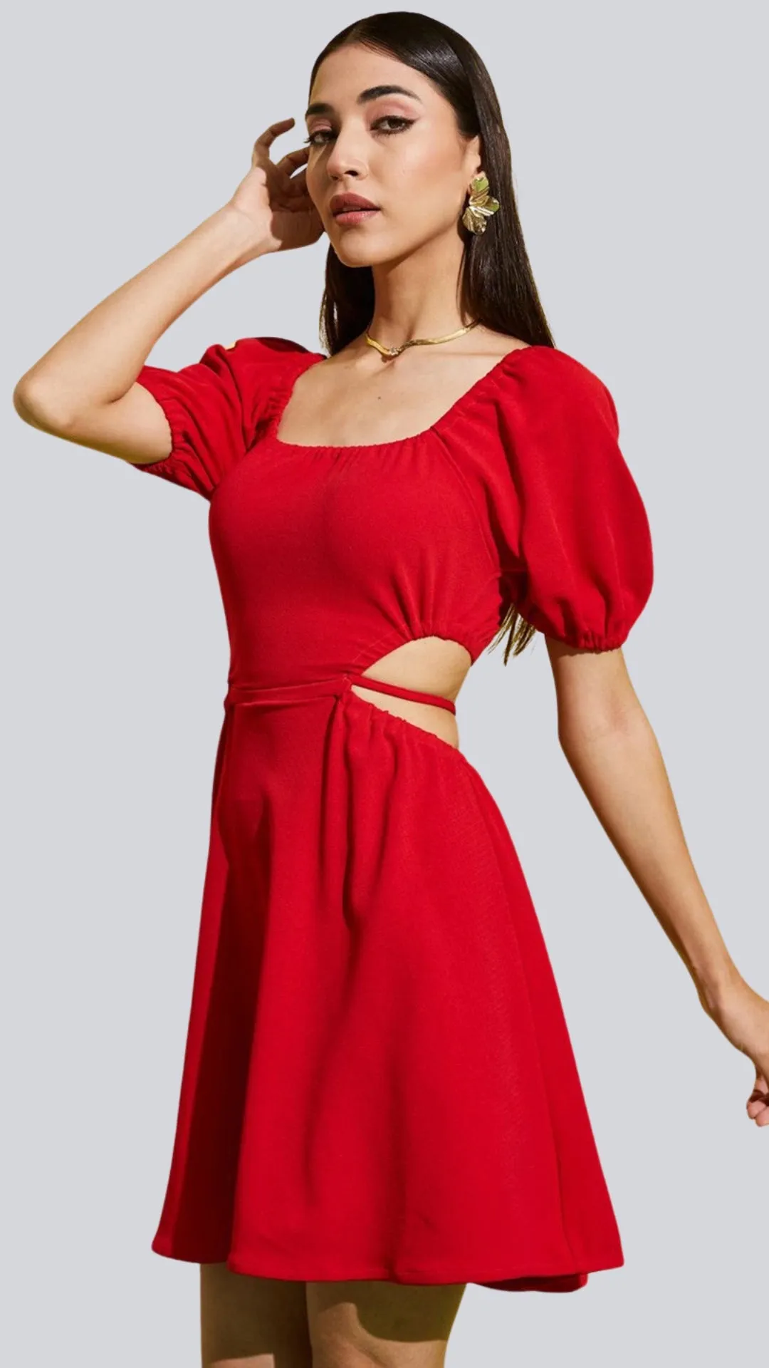Sultry Lace-Up Waist Mini Dress