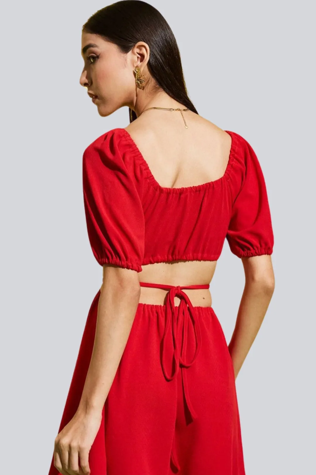 Sultry Lace-Up Waist Mini Dress