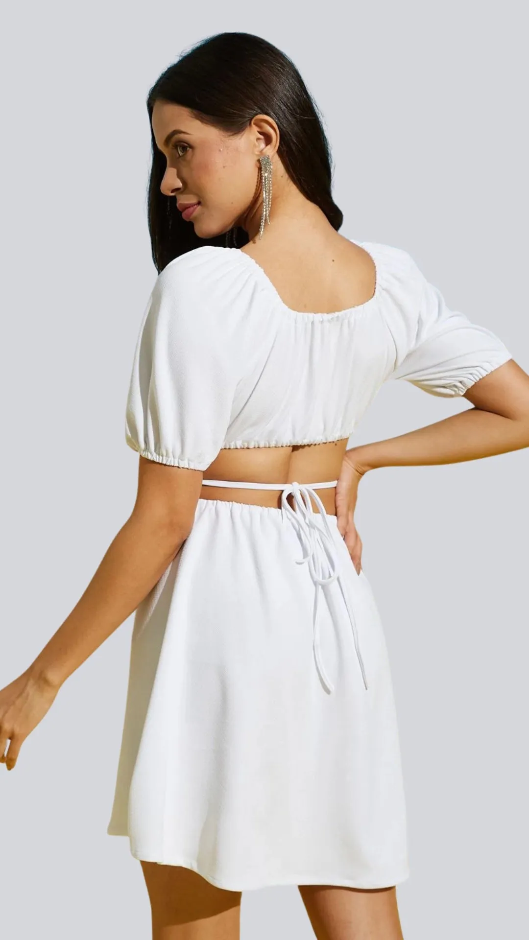 Sultry Lace-Up Waist Mini Dress
